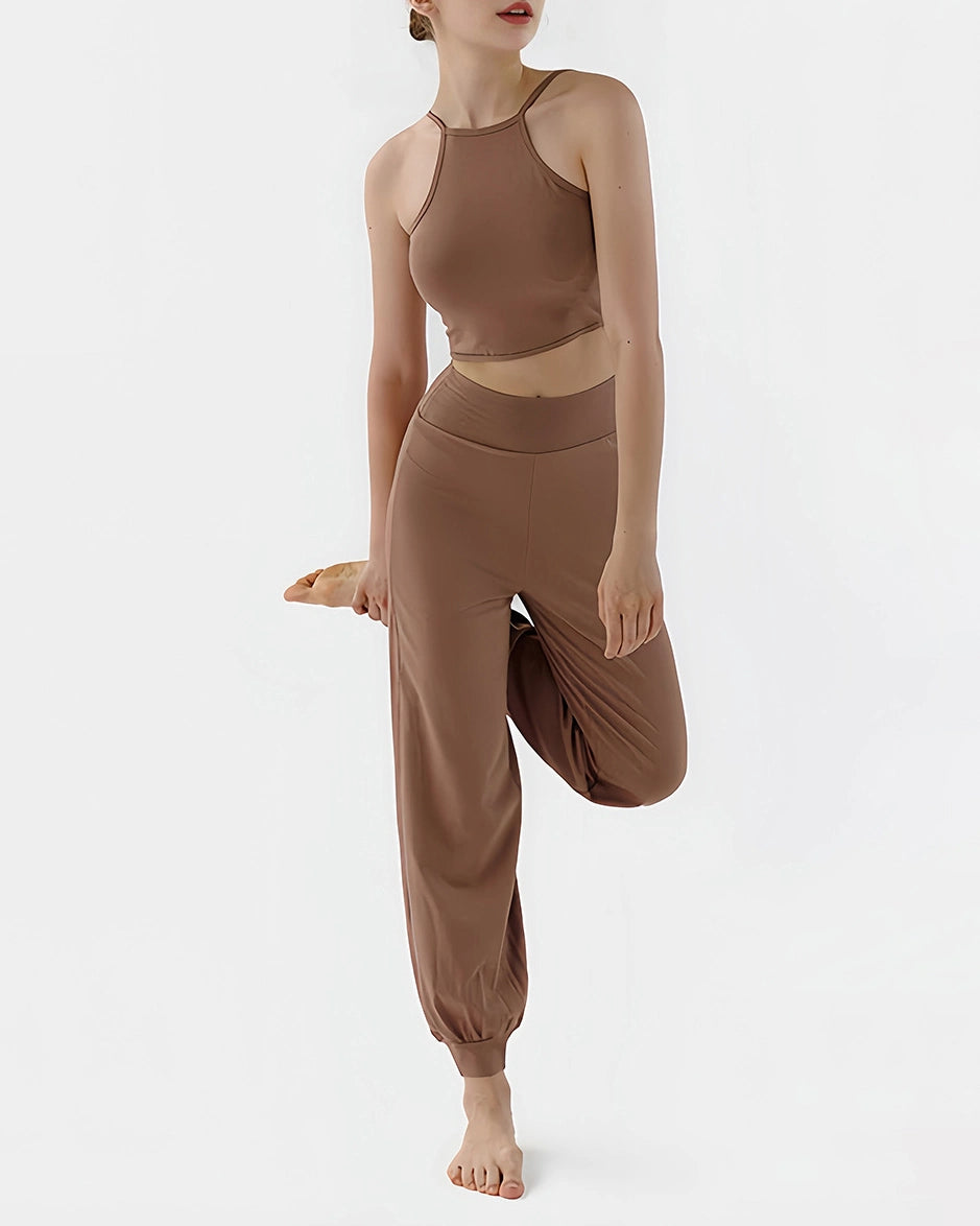 ホルターネック タンクトップ ＆ ドレープパンツ 2点セット3054