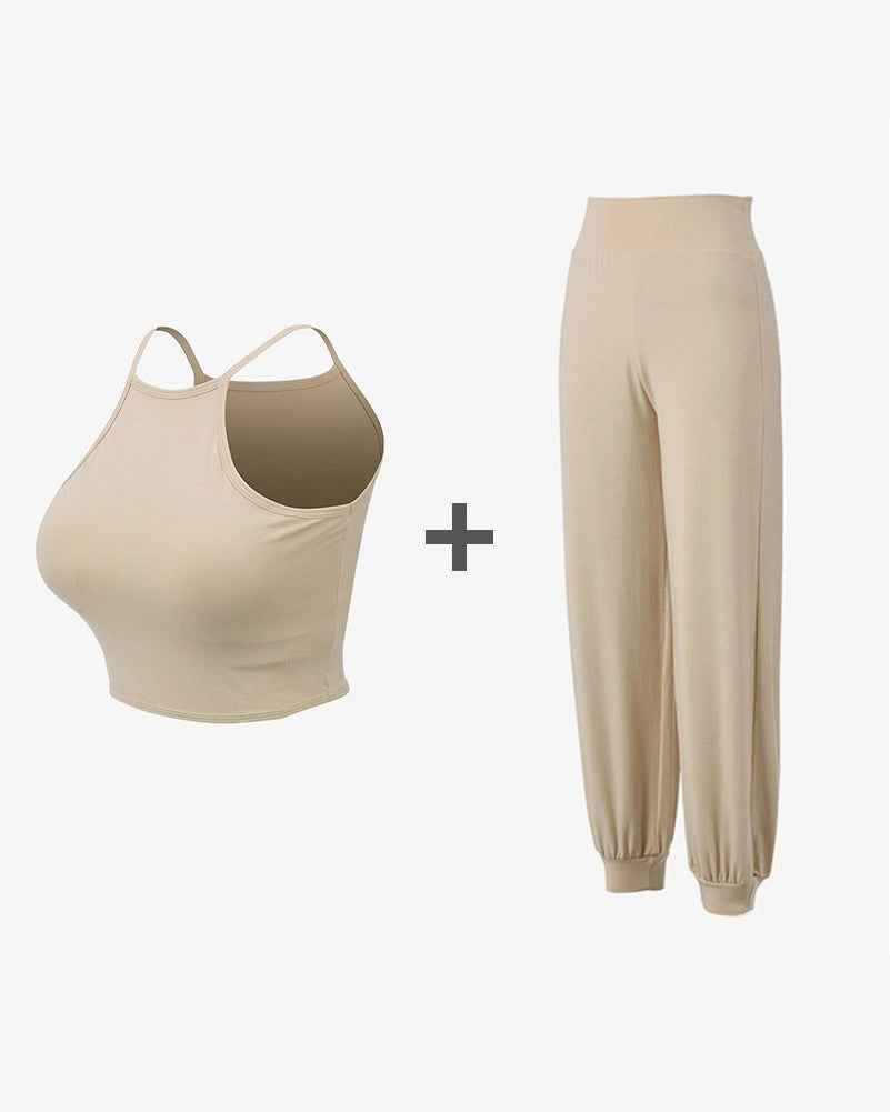 ホルターネック タンクトップ ＆ ドレープパンツ 2点セット3054