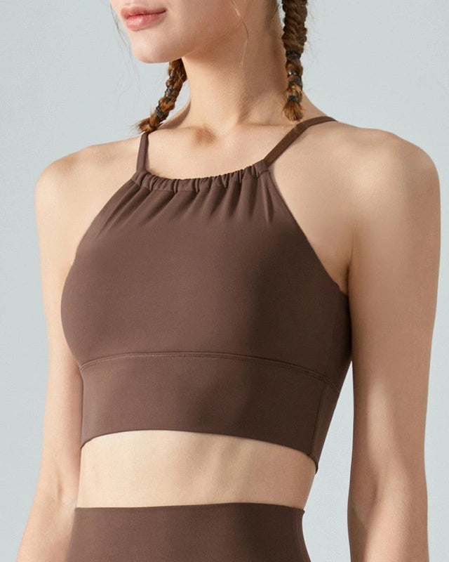 くすみフロントギャザーバッククロスヨガトップ 3022