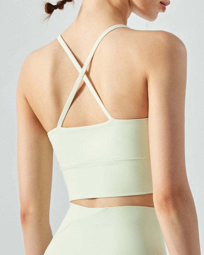 くすみフロントギャザーバッククロスヨガトップ 3022