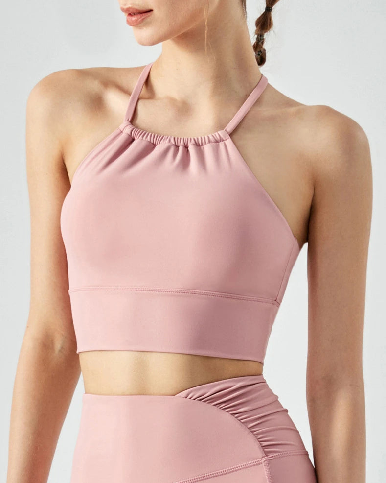 くすみフロントギャザーバッククロスヨガトップ 3022