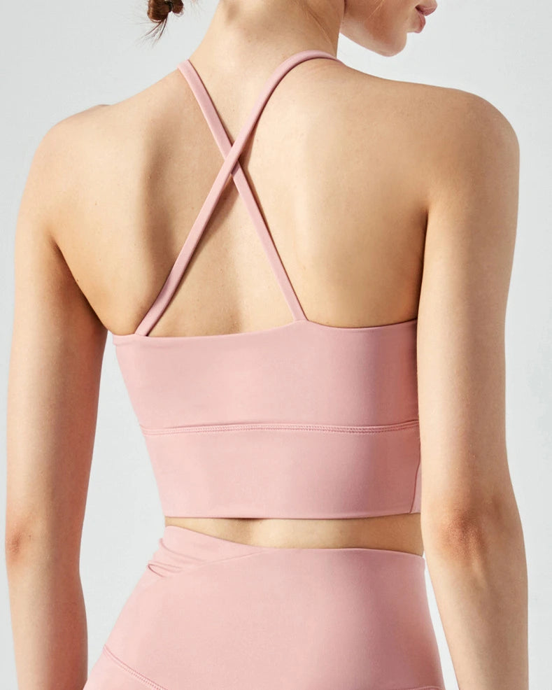 くすみフロントギャザーバッククロスヨガトップ 3022