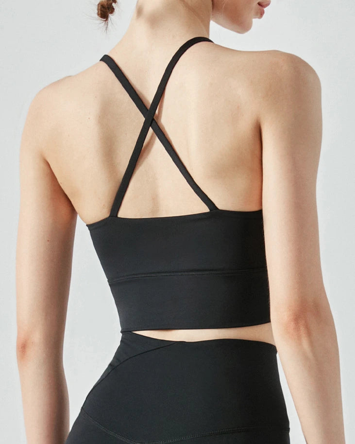 くすみフロントギャザーバッククロスヨガトップ 3022