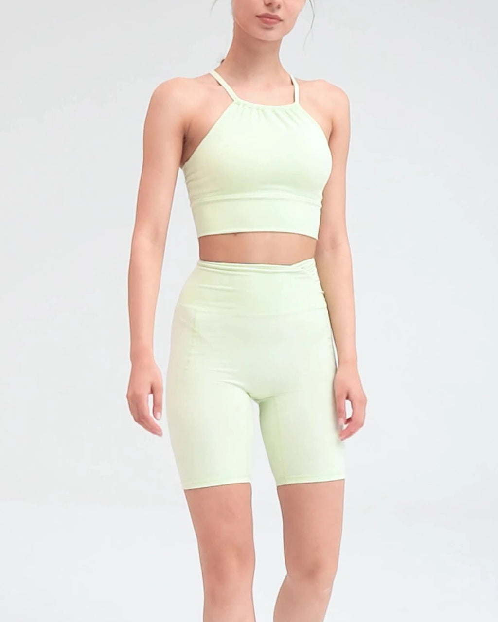 くすみフロントギャザーバッククロスヨガトップ 3022