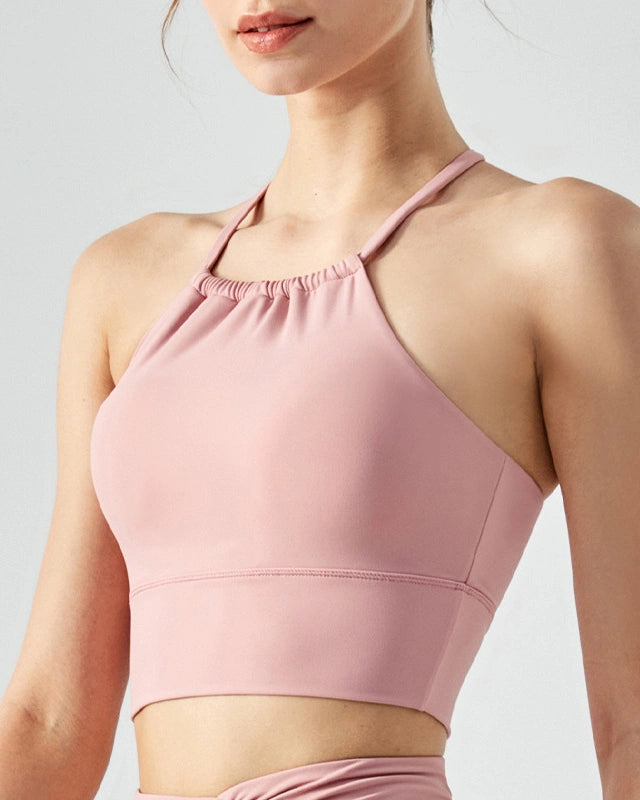 くすみフロントギャザーバッククロスヨガトップ 3022