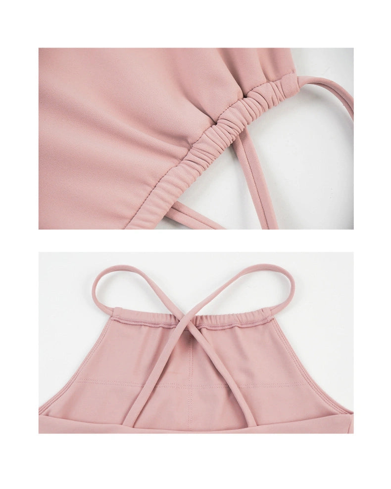 くすみフロントギャザーバッククロスヨガトップ 3022