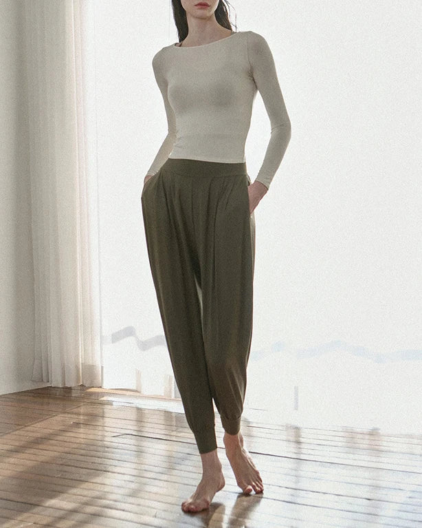 プリーツドレープヨガパンツ3027