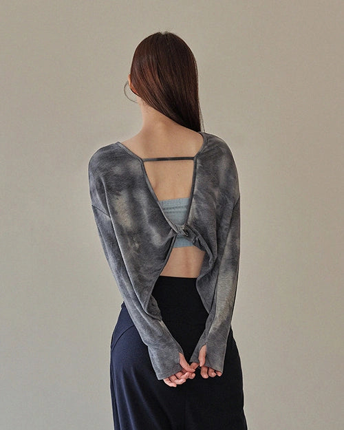 タイダイ バックオープン ゆったりヨガトップス3030