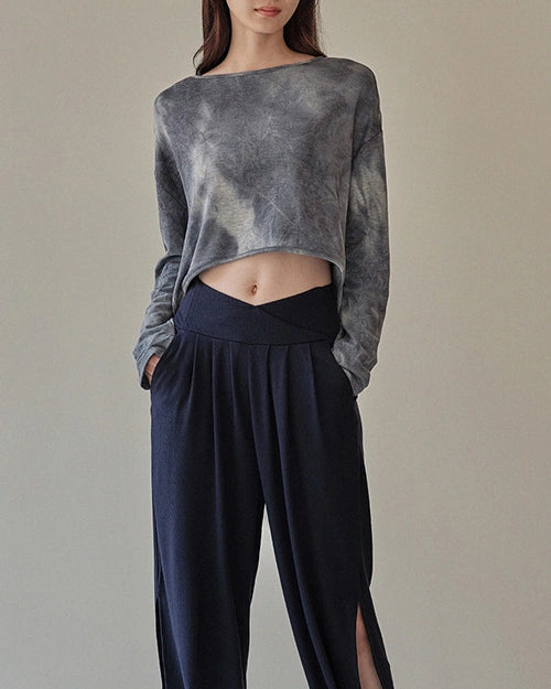 タイダイ バックオープン ゆったりヨガトップス3030