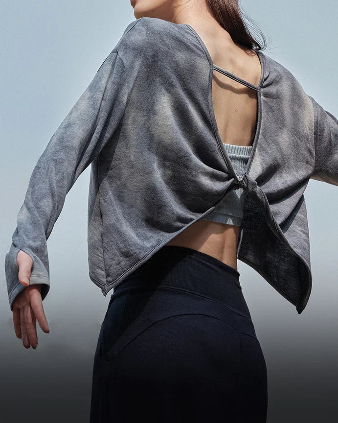 タイダイ バックオープン ゆったりヨガトップス3030