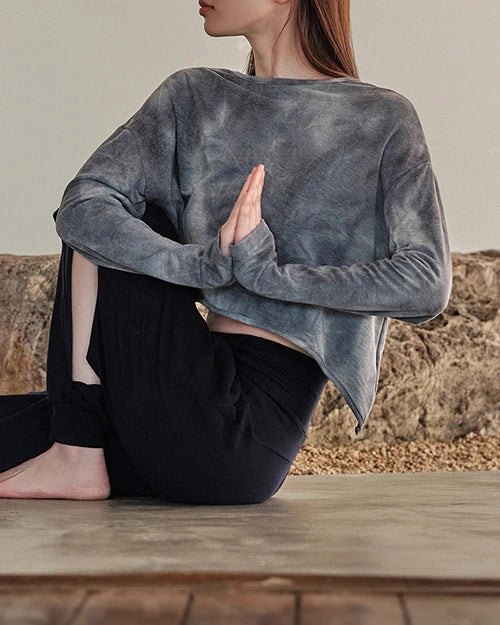 タイダイ バックオープン ゆったりヨガトップス3030