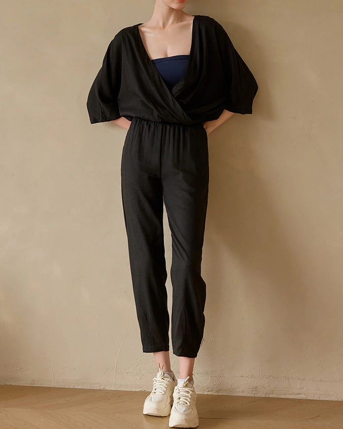 リネン素材のゆったりヨガセットアップ 3034