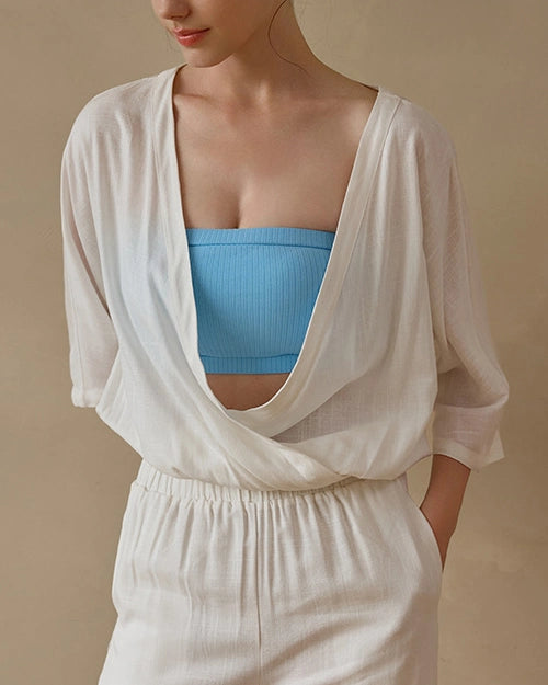 リネン素材のゆったりヨガセットアップ 3034