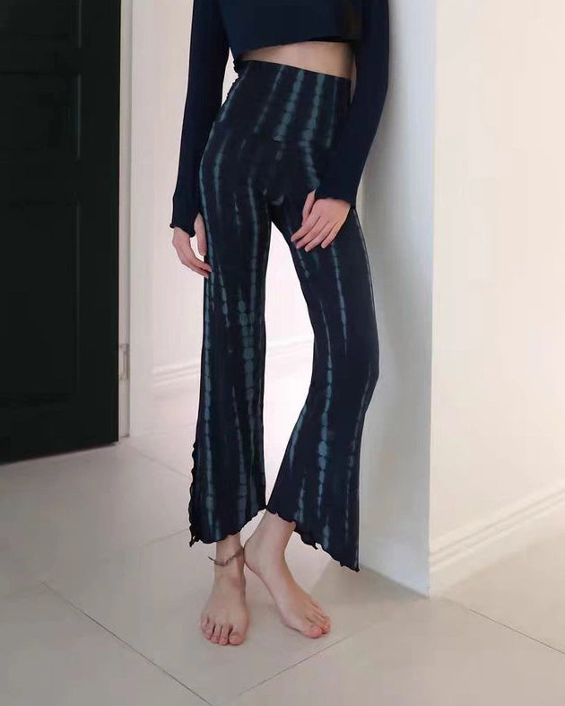サイドスリットタイダイヨガフレアパンツ3037