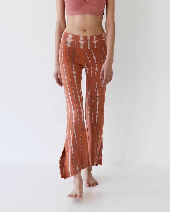 サイドスリットタイダイヨガフレアパンツ3037