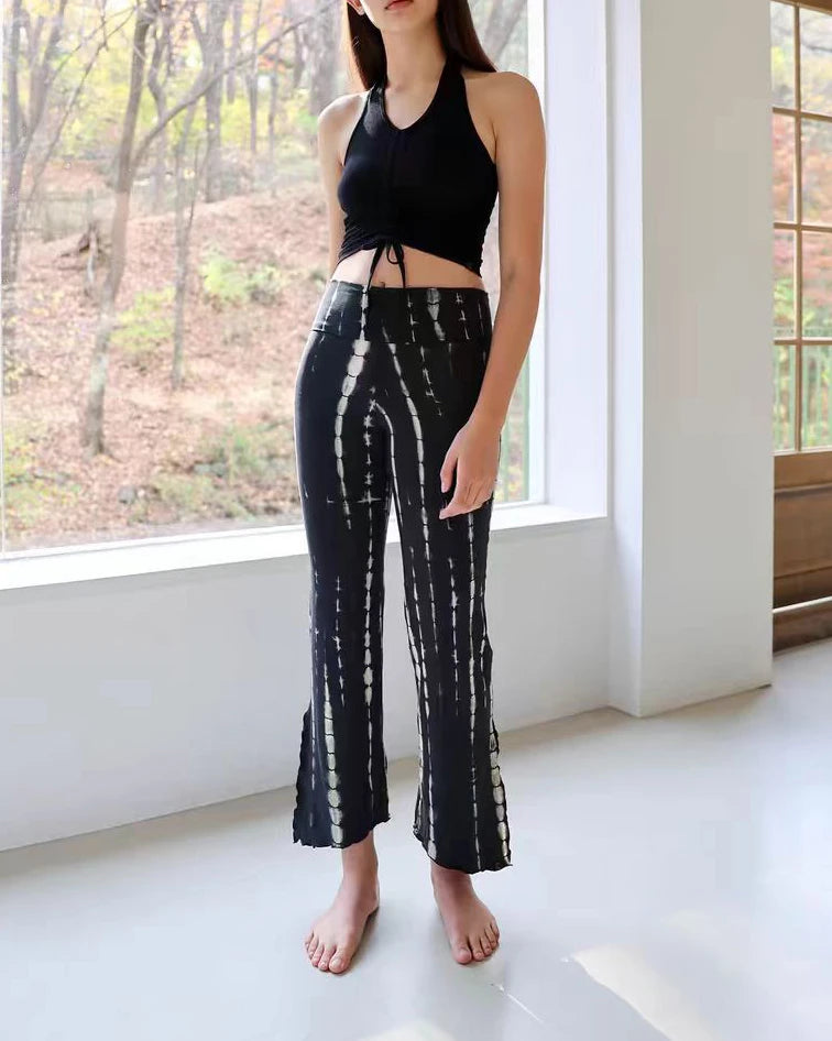 サイドスリットタイダイヨガフレアパンツ3037