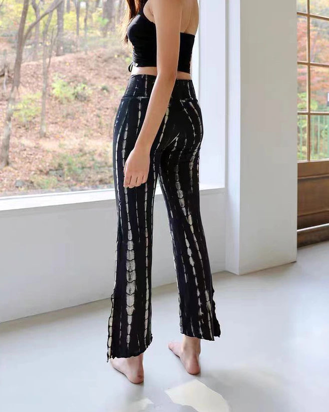 サイドスリットタイダイヨガフレアパンツ3037