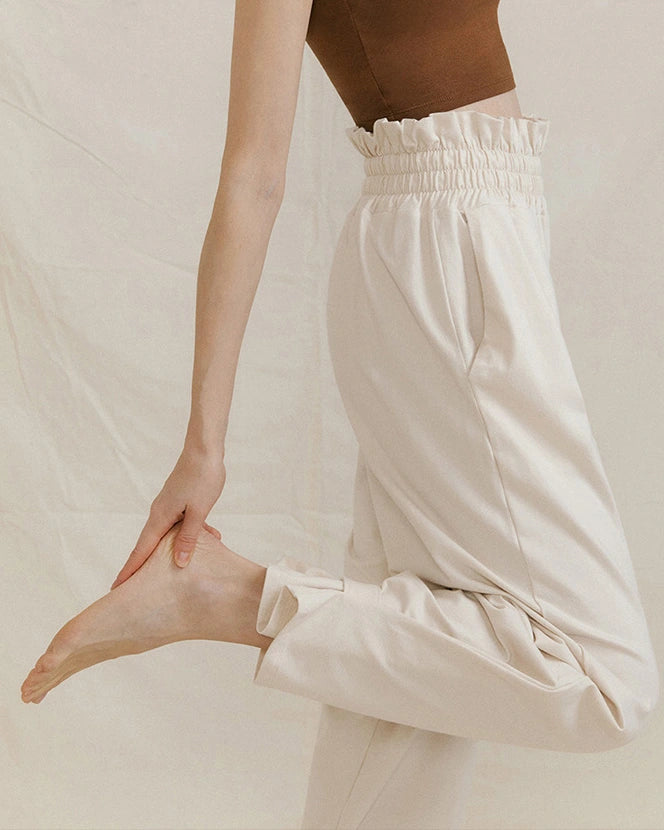 フリルウエストドレープワイドパンツ3040