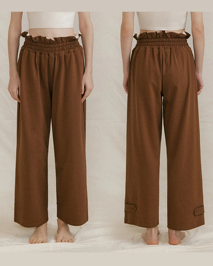フリルウエストドレープワイドパンツ3040