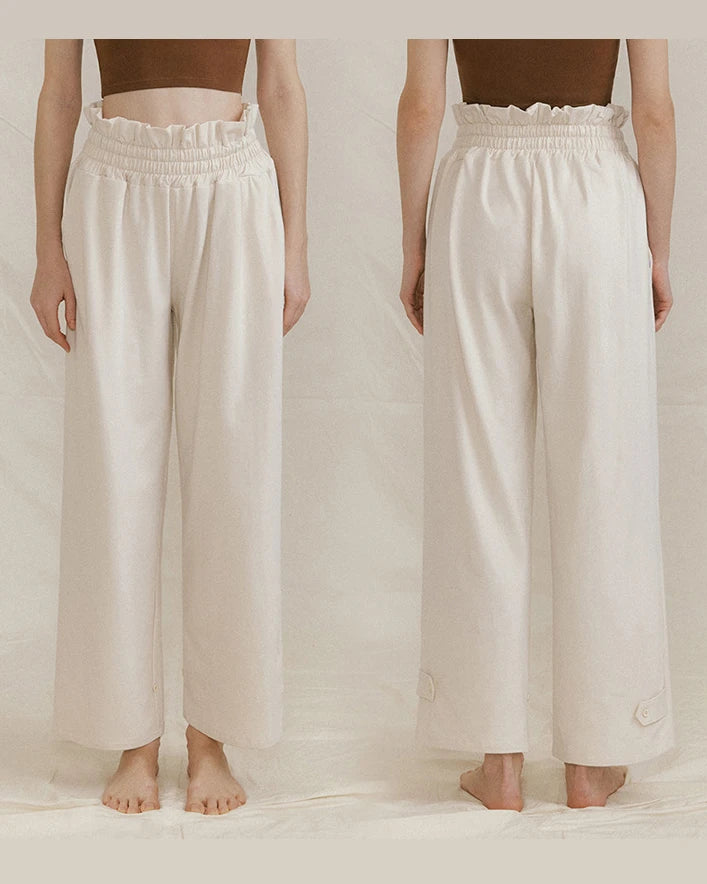 フリルウエストドレープワイドパンツ3040