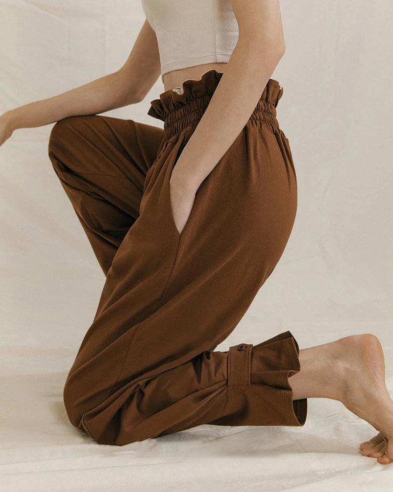 フリルウエストドレープワイドパンツ3040