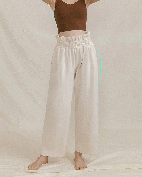 フリルウエストドレープワイドパンツ3040