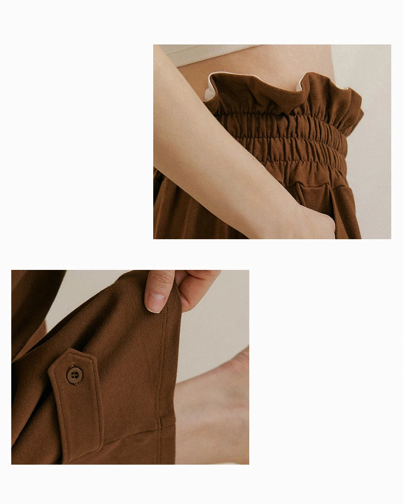 フリルウエストドレープワイドパンツ3040