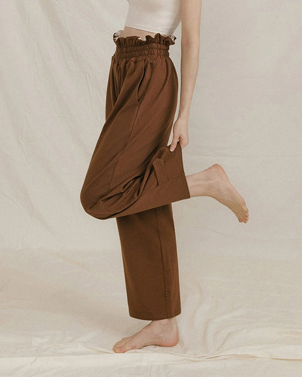 フリルウエストドレープワイドパンツ3040