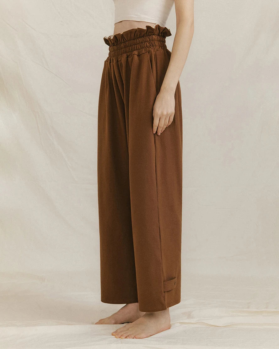 フリルウエストドレープワイドパンツ3040