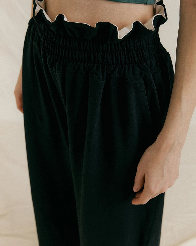 フリルウエストドレープワイドパンツ3040