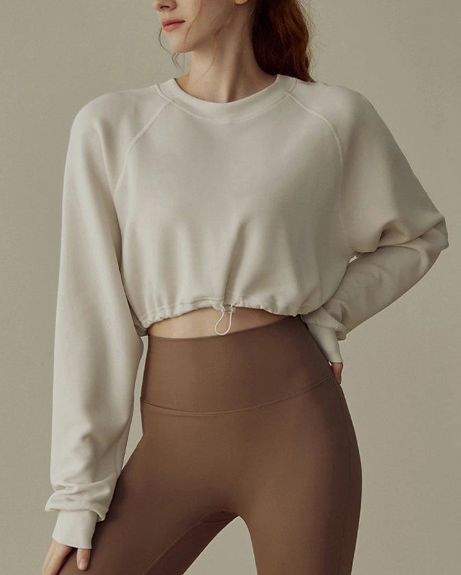 ドロストヘムスウェットクロップドプルオーバー3056