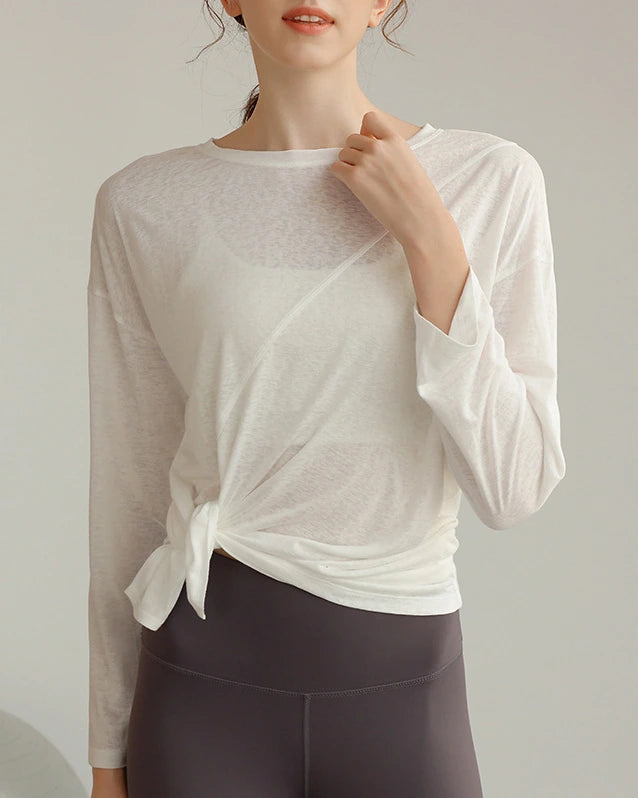 ハーフシアーサイドスリットヨガロングスリーブ 3060