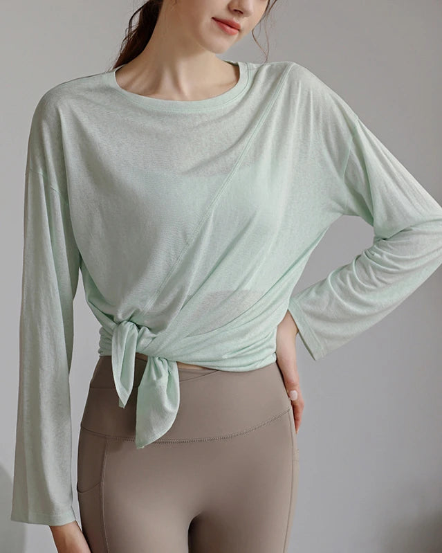 ハーフシアーサイドスリットヨガロングスリーブ 3060