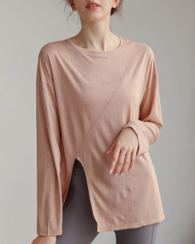 ハーフシアーサイドスリットヨガロングスリーブ 3060