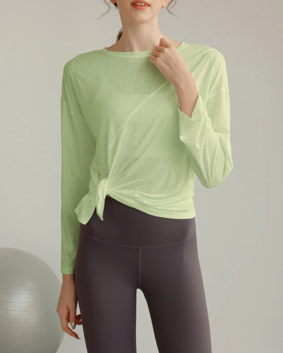 ハーフシアーサイドスリットヨガロングスリーブ 3060