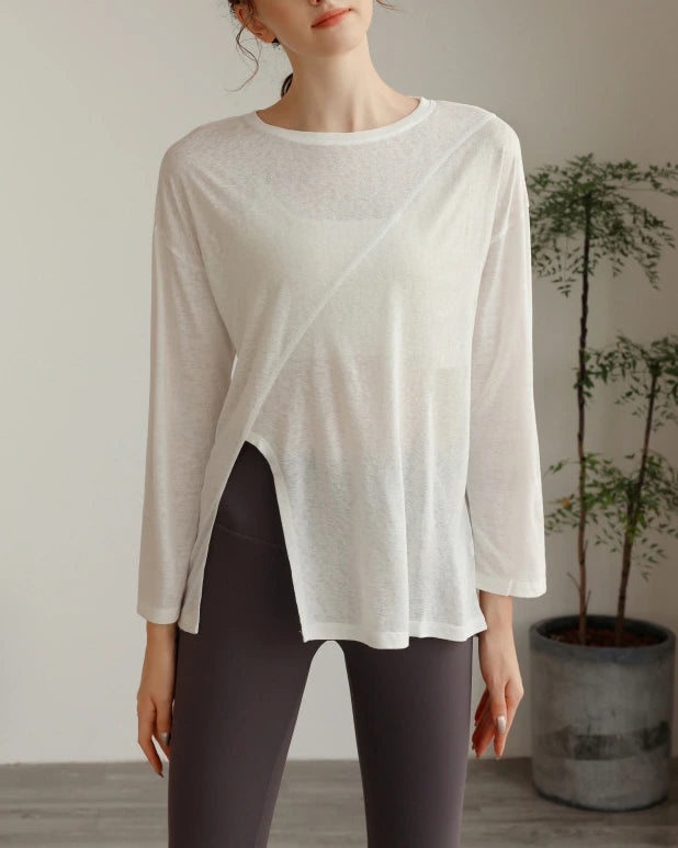 ハーフシアーサイドスリットヨガロングスリーブ 3060