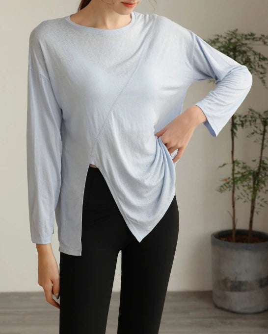 ハーフシアーサイドスリットヨガロングスリーブ 3060