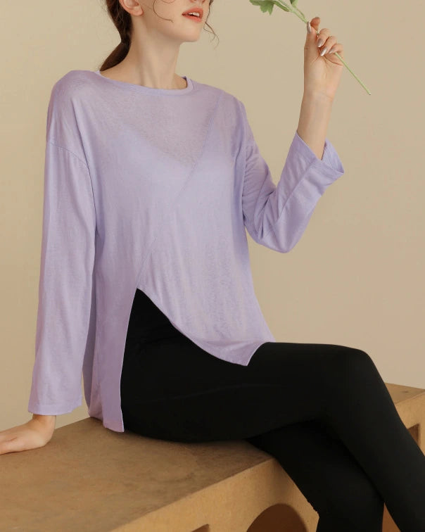 ハーフシアーサイドスリットヨガロングスリーブ 3060