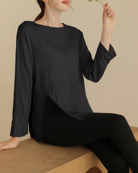 ハーフシアーサイドスリットヨガロングスリーブ 3060