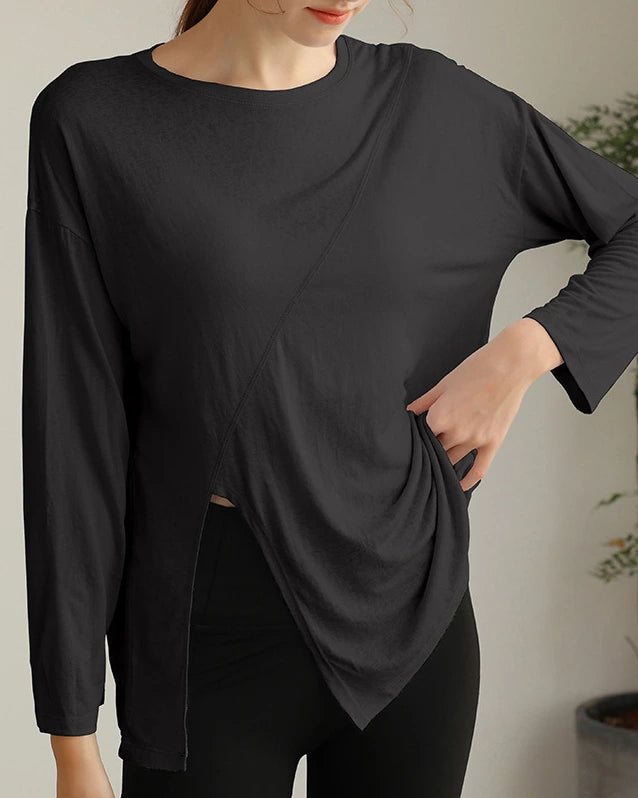 ハーフシアーサイドスリットヨガロングスリーブ 3060