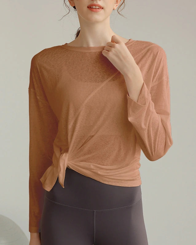 ハーフシアーサイドスリットヨガロングスリーブ 3060