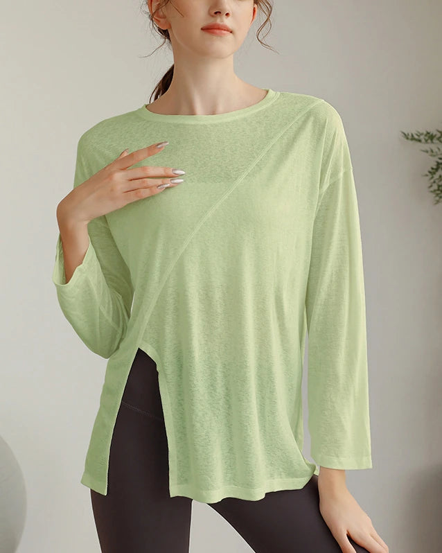 ハーフシアーサイドスリットヨガロングスリーブ 3060