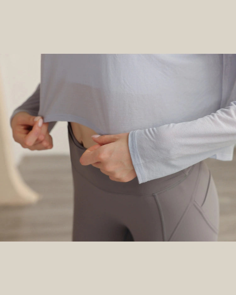 ボートネックシアーロングスリーブヘムトップス 3062