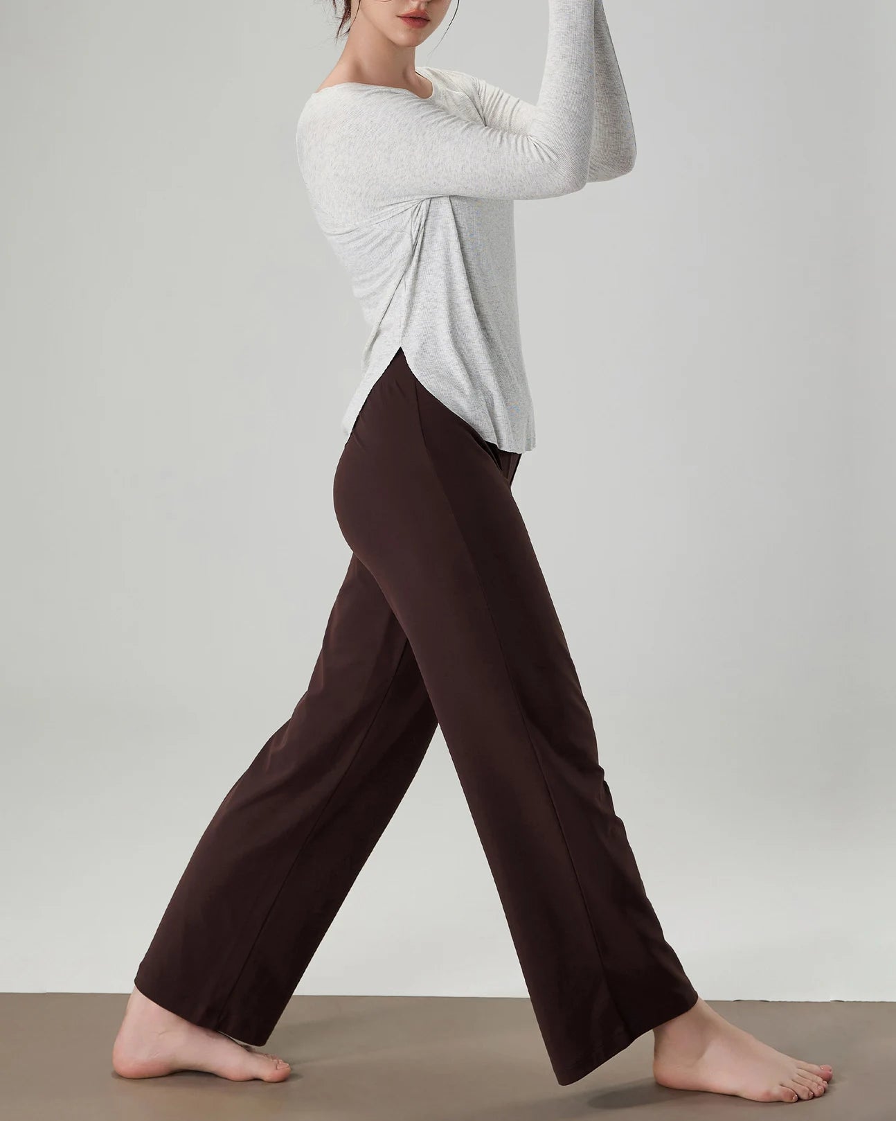 マルボートネックリブニットロングトップ 3065