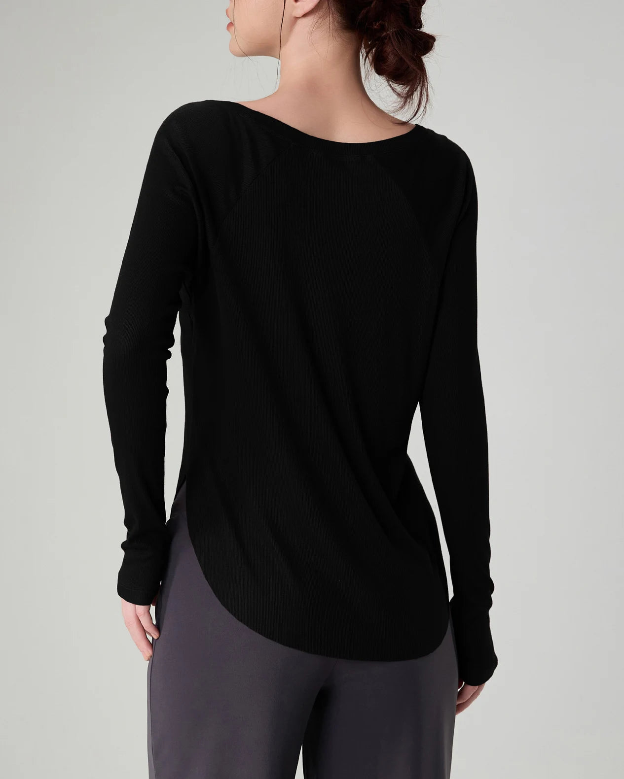 マルボートネックリブニットロングトップ 3065