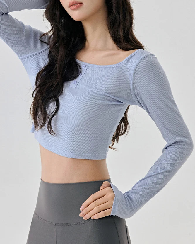 フォレヘンリーネッククロップドヨガトップ 3066