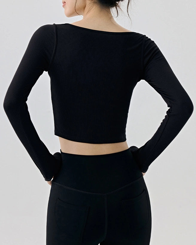 フォレヘンリーネッククロップドヨガトップ 3066