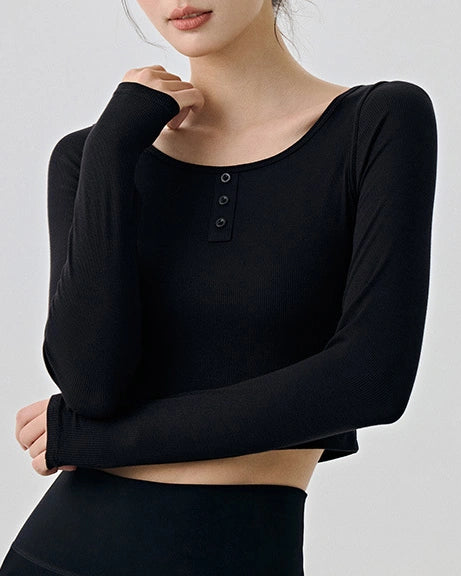 フォレヘンリーネッククロップドヨガトップ 3066