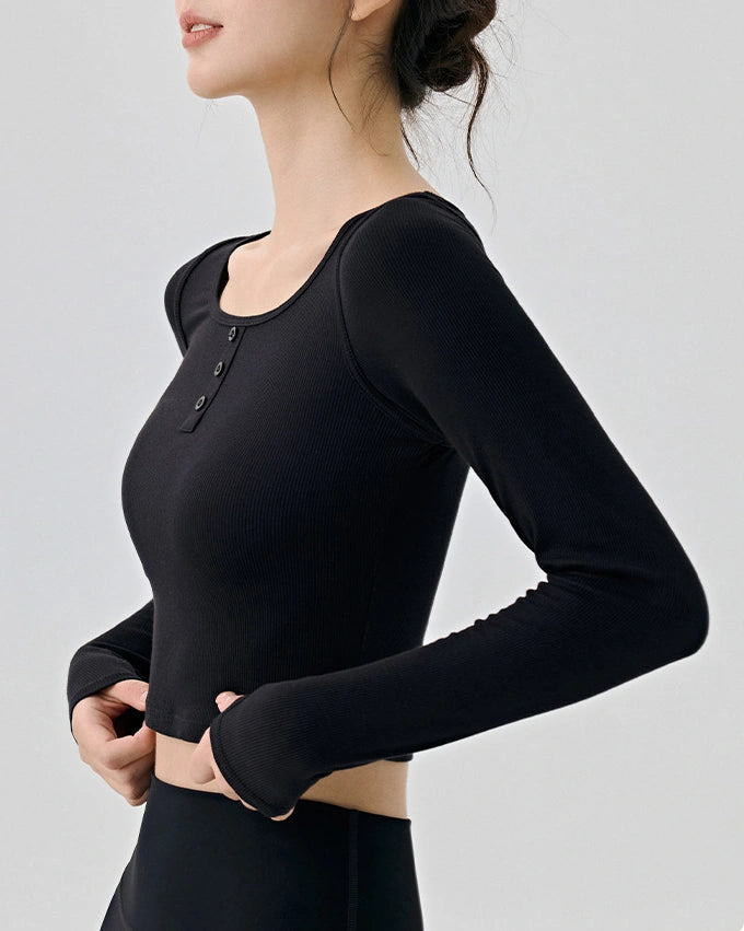 フォレヘンリーネッククロップドヨガトップ 3066