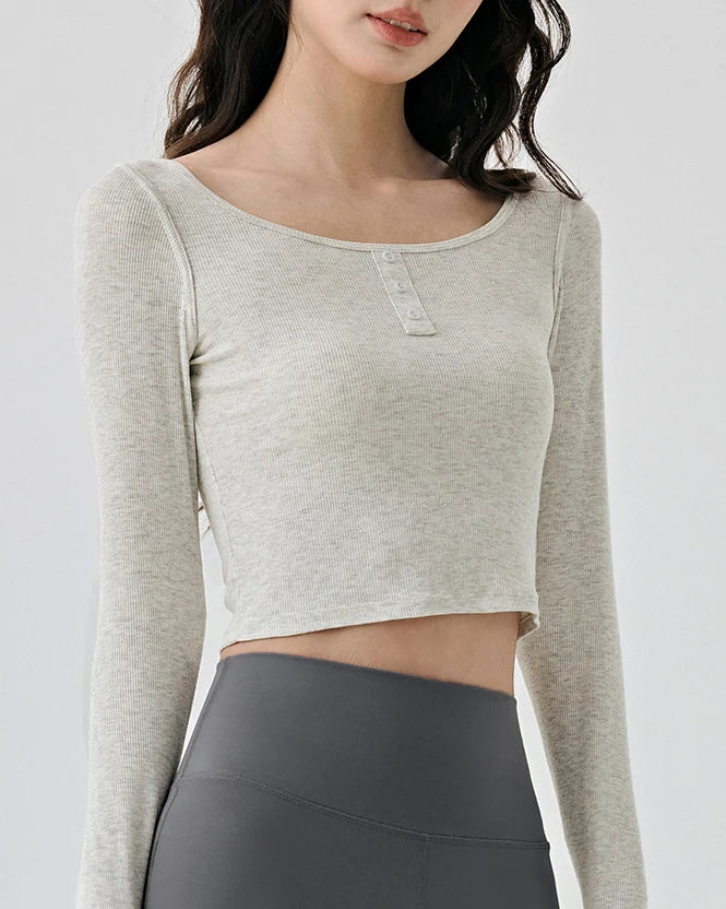 フォレヘンリーネッククロップドヨガトップ 3066